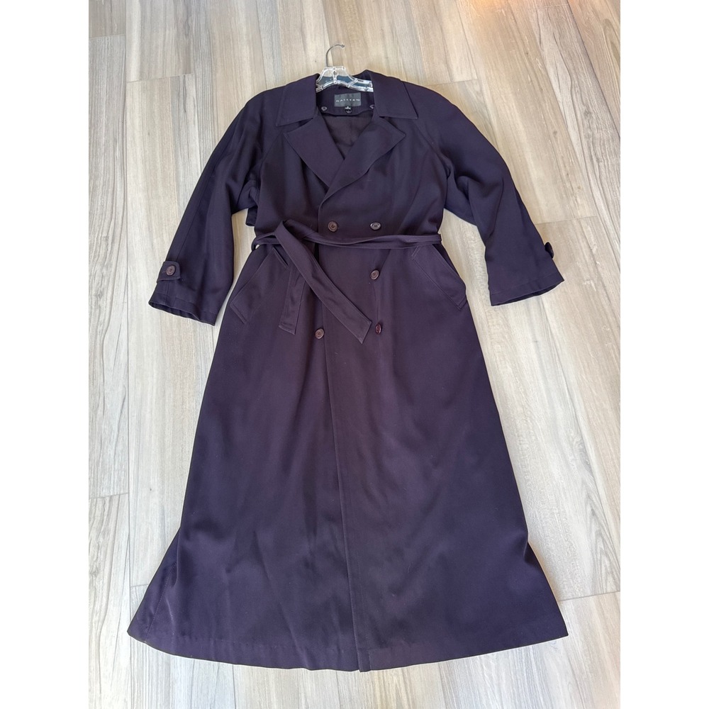 Vintage Gallery Women's Size 8 Lined Purple Trench Coat,‎ Two Pockets Tie Belt